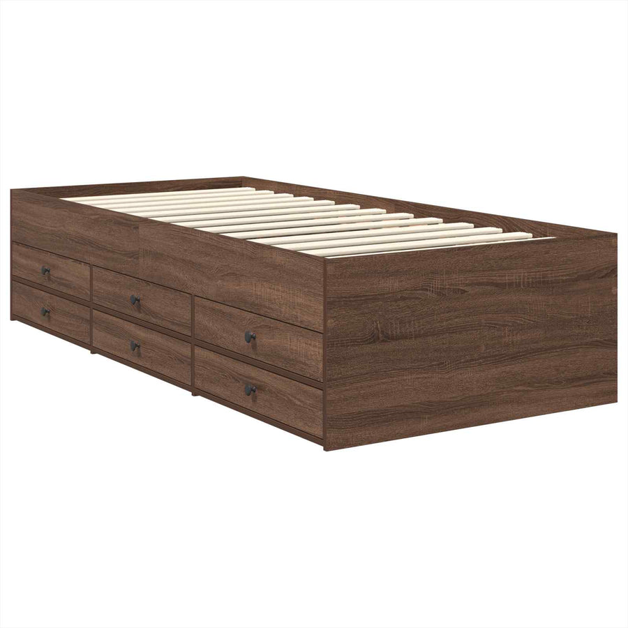 Slaapbank Bruin Eiken en Zwart 75 x 190 cm Bewerkt hout