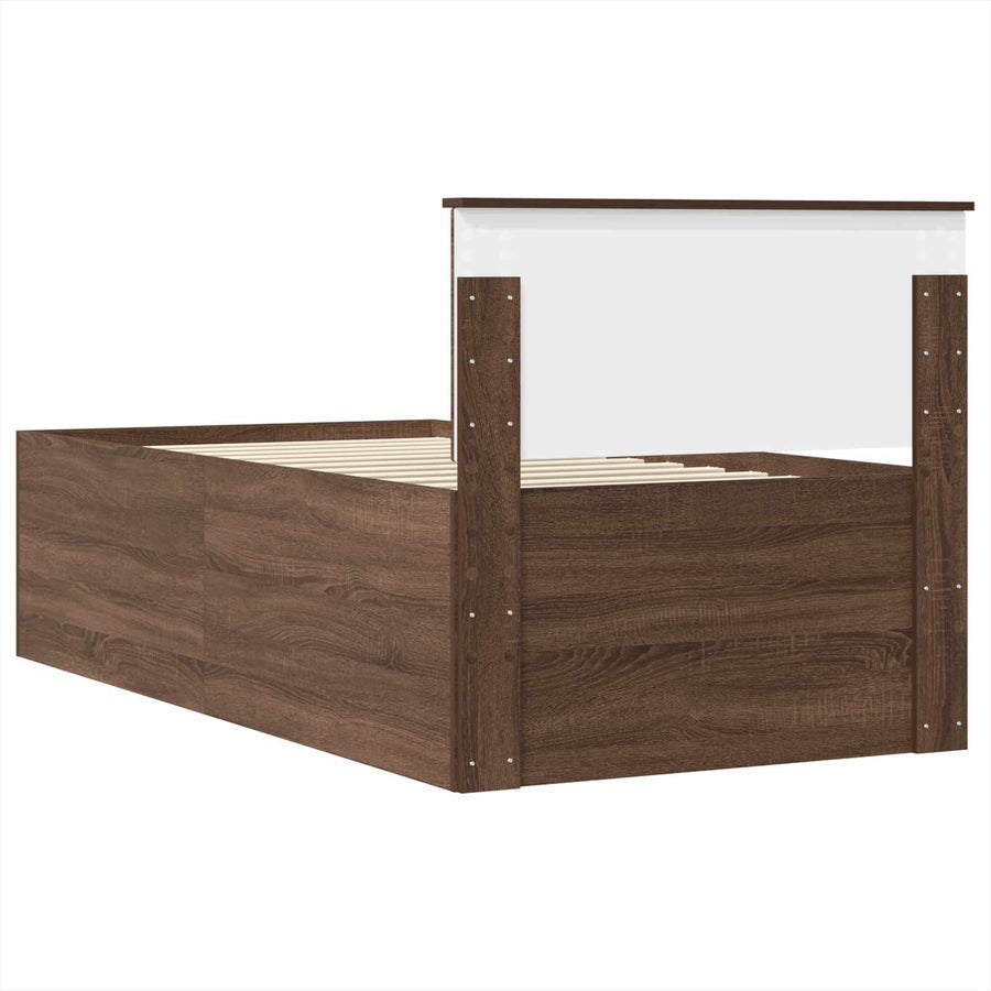 Slaapbank Bruin Eiken en Zwart 75 x 190 cm Bewerkt hout