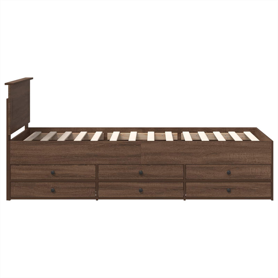 Slaapbank Bruin Eiken en Zwart 75 x 190 cm Bewerkt hout
