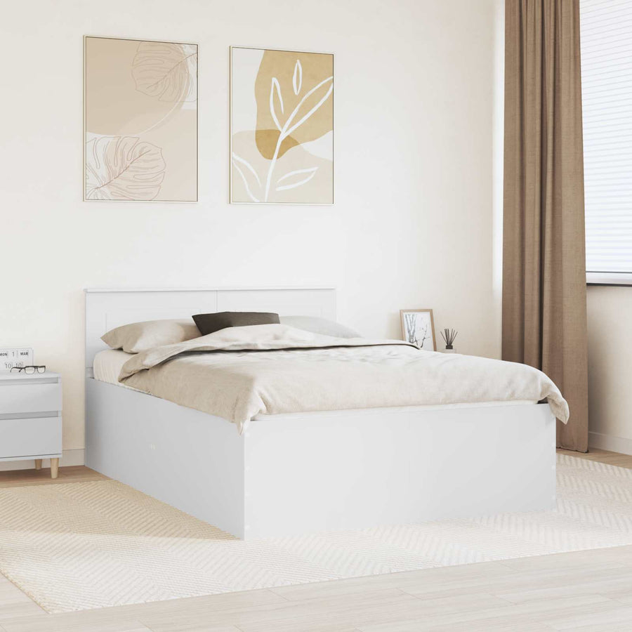 Bedframe met hoofdeinde Wit 160 x 200 cm Bewerkt hout