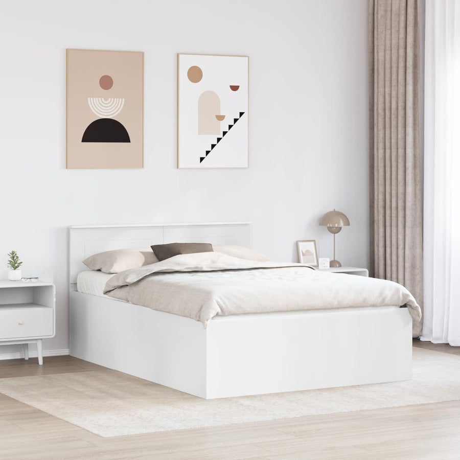 Bedframe met hoofdeinde Wit 160 x 200 cm Bewerkt hout