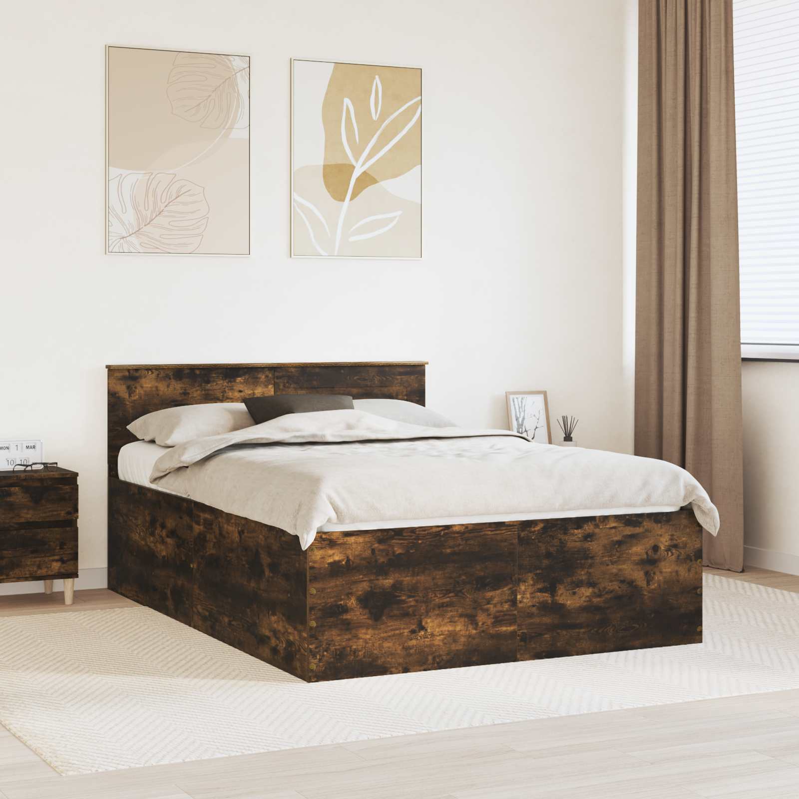 Bedframe met hoofdeinde Gerookt eiken 160 x 200 cm Bewerkt hout