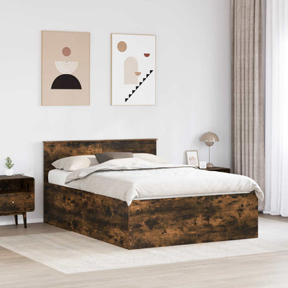 Bedframe met hoofdeinde Gerookt eiken 160 x 200 cm Bewerkt hout