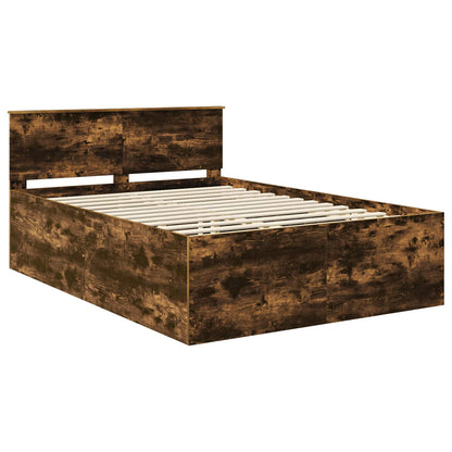 Bedframe met hoofdeinde Gerookt eiken 160 x 200 cm Bewerkt hout