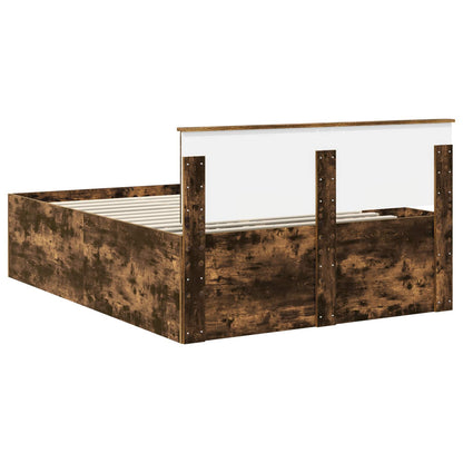 Bedframe met hoofdeinde Gerookt eiken 160 x 200 cm Bewerkt hout