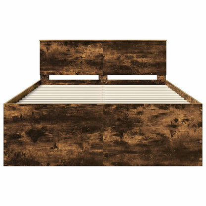 Bedframe met hoofdeinde Gerookt eiken 160 x 200 cm Bewerkt hout