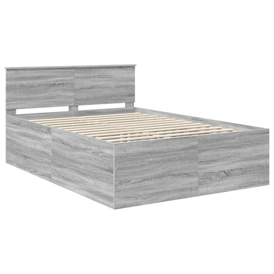 Bedframe met hoofdeinde Grijs Sonoma 160 x 200 cm Bewerkt hout