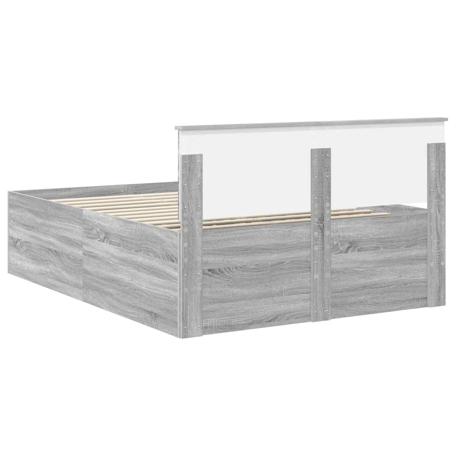 Bedframe met hoofdeinde Grijs Sonoma 160 x 200 cm Bewerkt hout