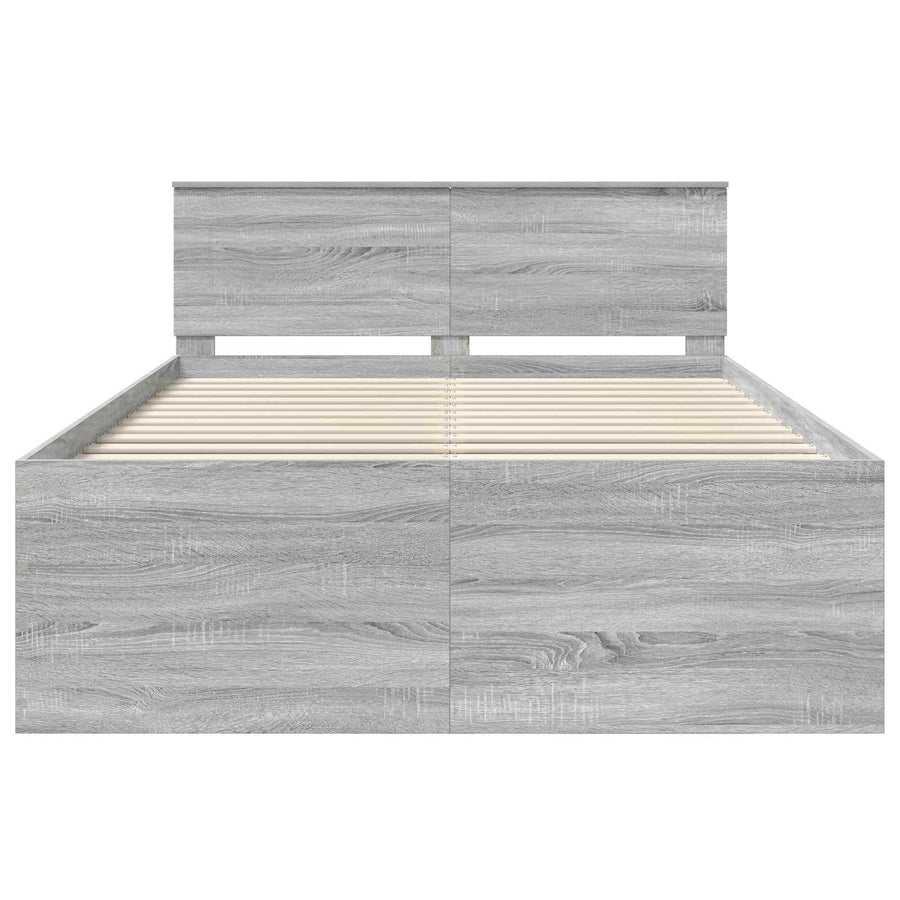 Bedframe met hoofdeinde Grijs Sonoma 160 x 200 cm Bewerkt hout