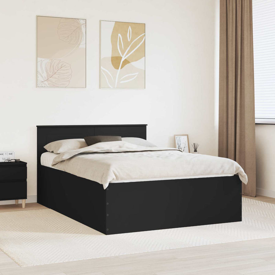 Bedframe met hoofdeinde Zwart 150 x 200 cm Bewerkt hout