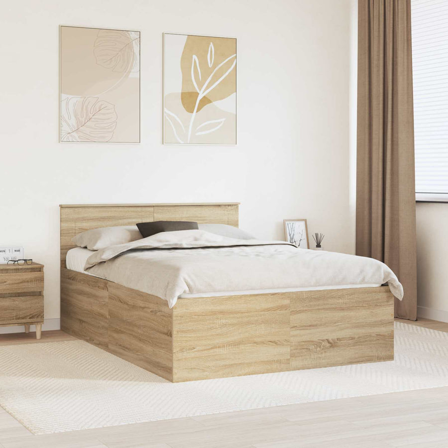Bedframe met hoofdeinde Sonoma Eiken 150 x 200 cm Bewerkt hout