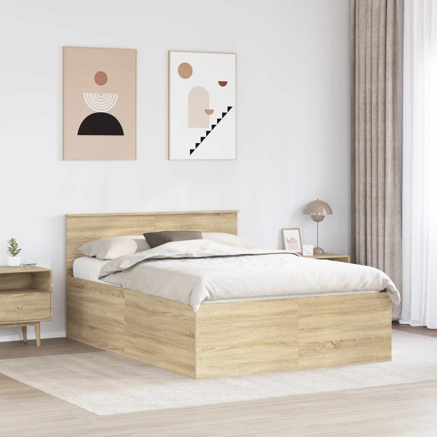 Bedframe met hoofdeinde Sonoma Eiken 150 x 200 cm Bewerkt hout