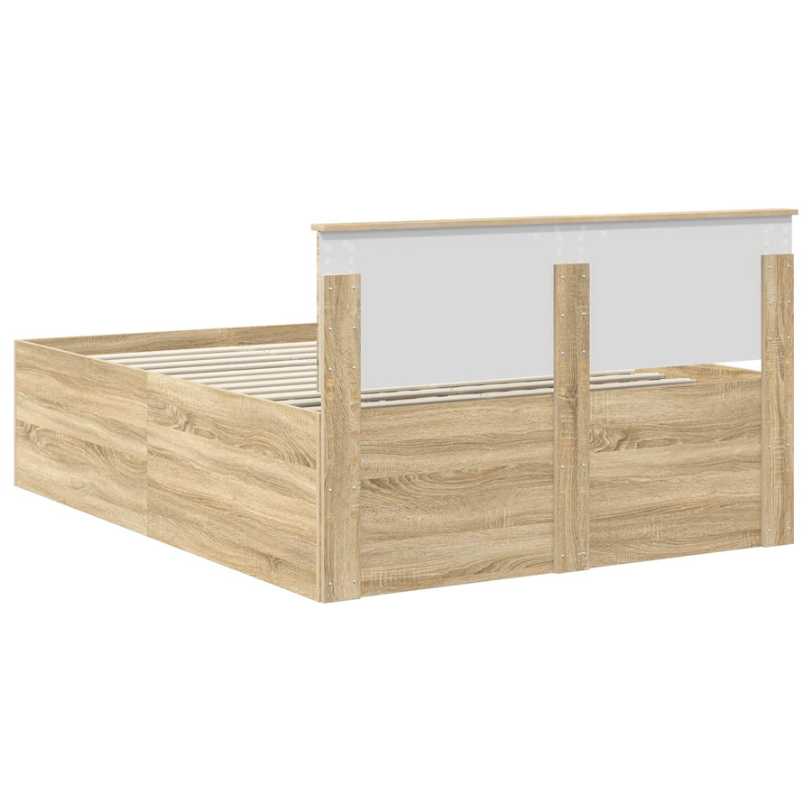 Bedframe met hoofdeinde Sonoma Eiken 150 x 200 cm Bewerkt hout