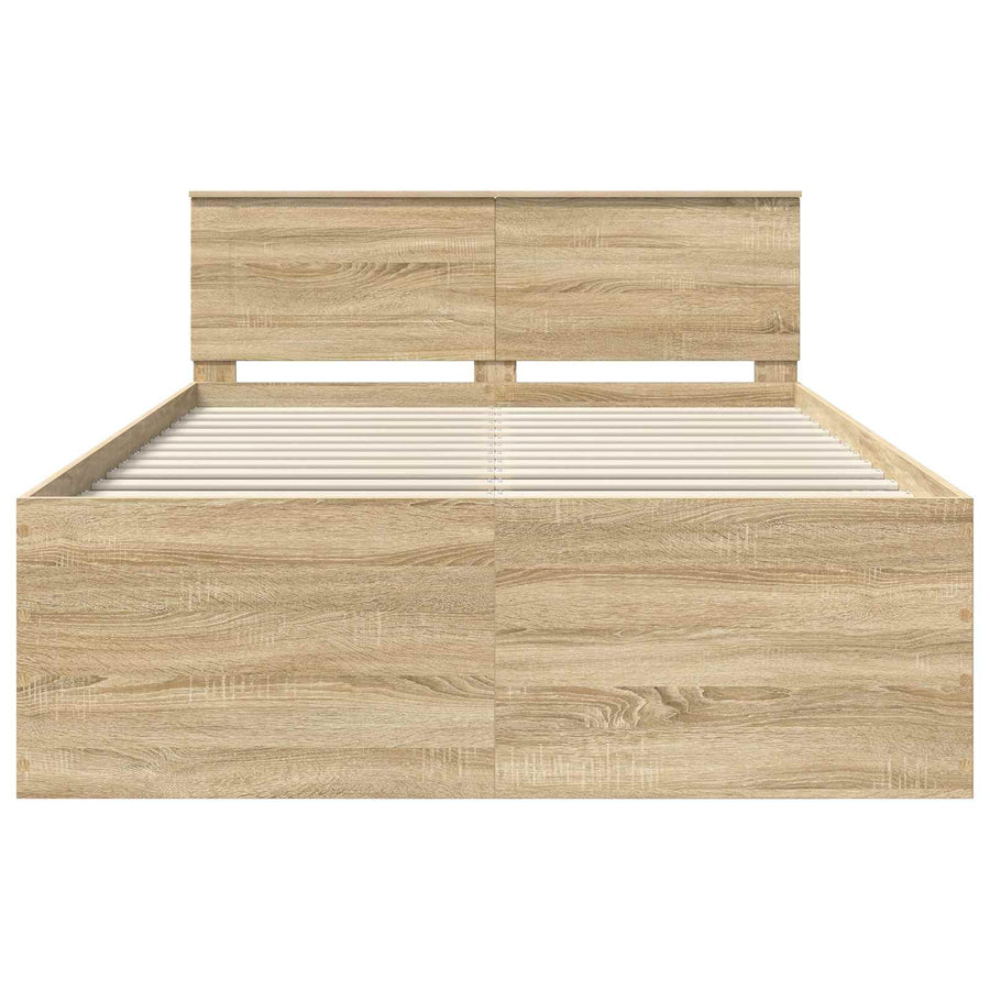 Bedframe met hoofdeinde Sonoma Eiken 150 x 200 cm Bewerkt hout