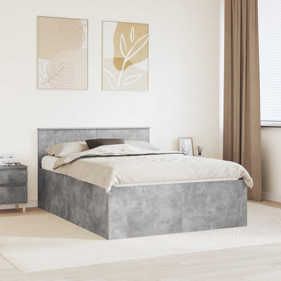 Bedframe met hoofdeinde Beton Grijs 150 x 200 cm Bewerkt hout