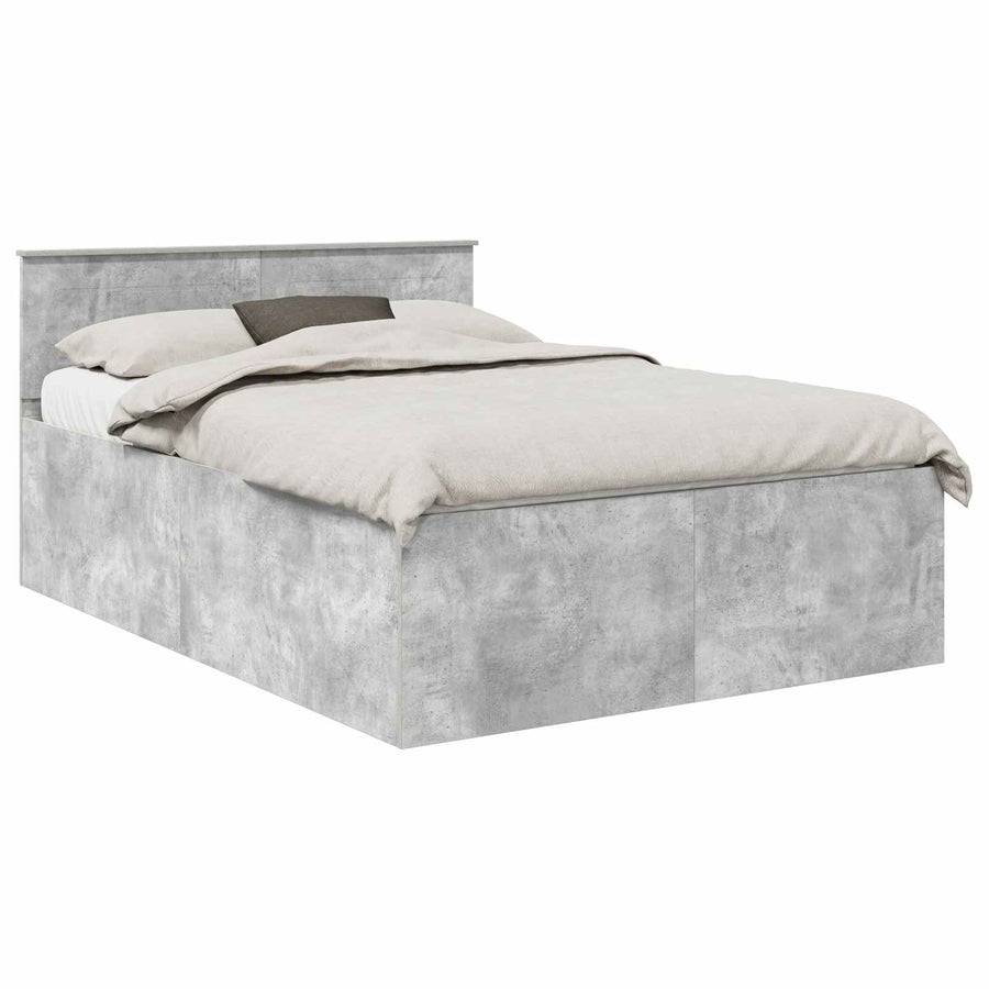 Bedframe met hoofdeinde Beton Grijs 150 x 200 cm Bewerkt hout