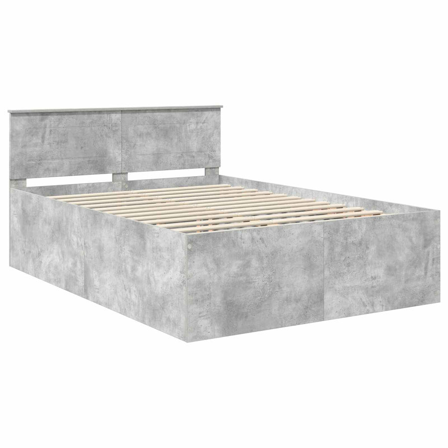 Bedframe met hoofdeinde Beton Grijs 150 x 200 cm Bewerkt hout