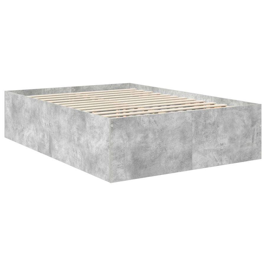Bedframe met hoofdeinde Beton Grijs 150 x 200 cm Bewerkt hout