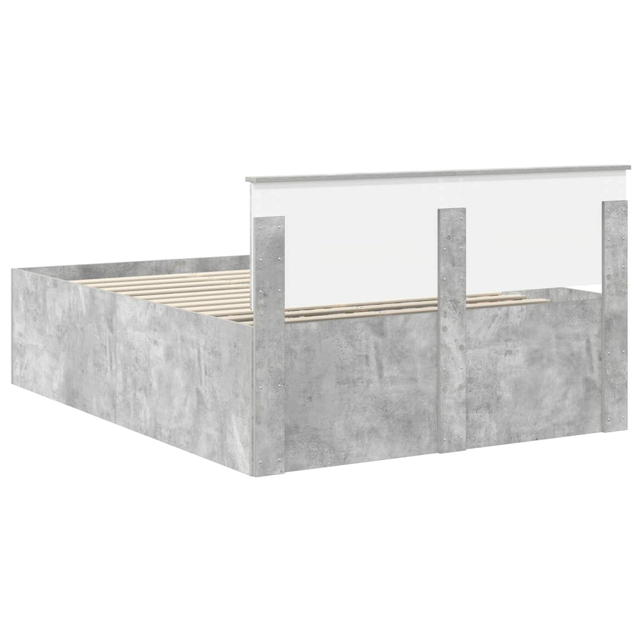 Bedframe met hoofdeinde Beton Grijs 150 x 200 cm Bewerkt hout