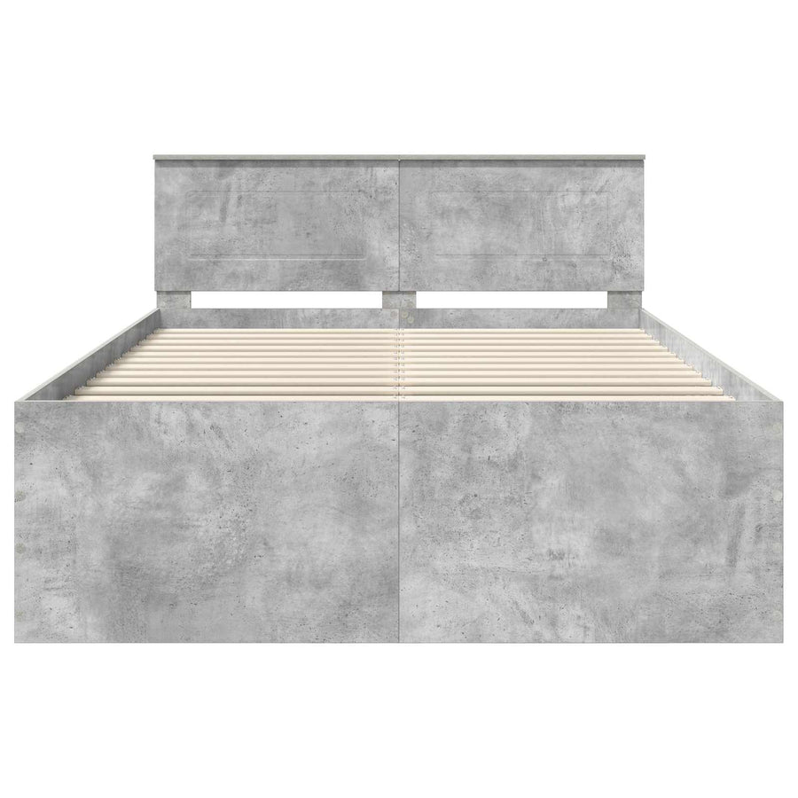Bedframe met hoofdeinde Beton Grijs 150 x 200 cm Bewerkt hout