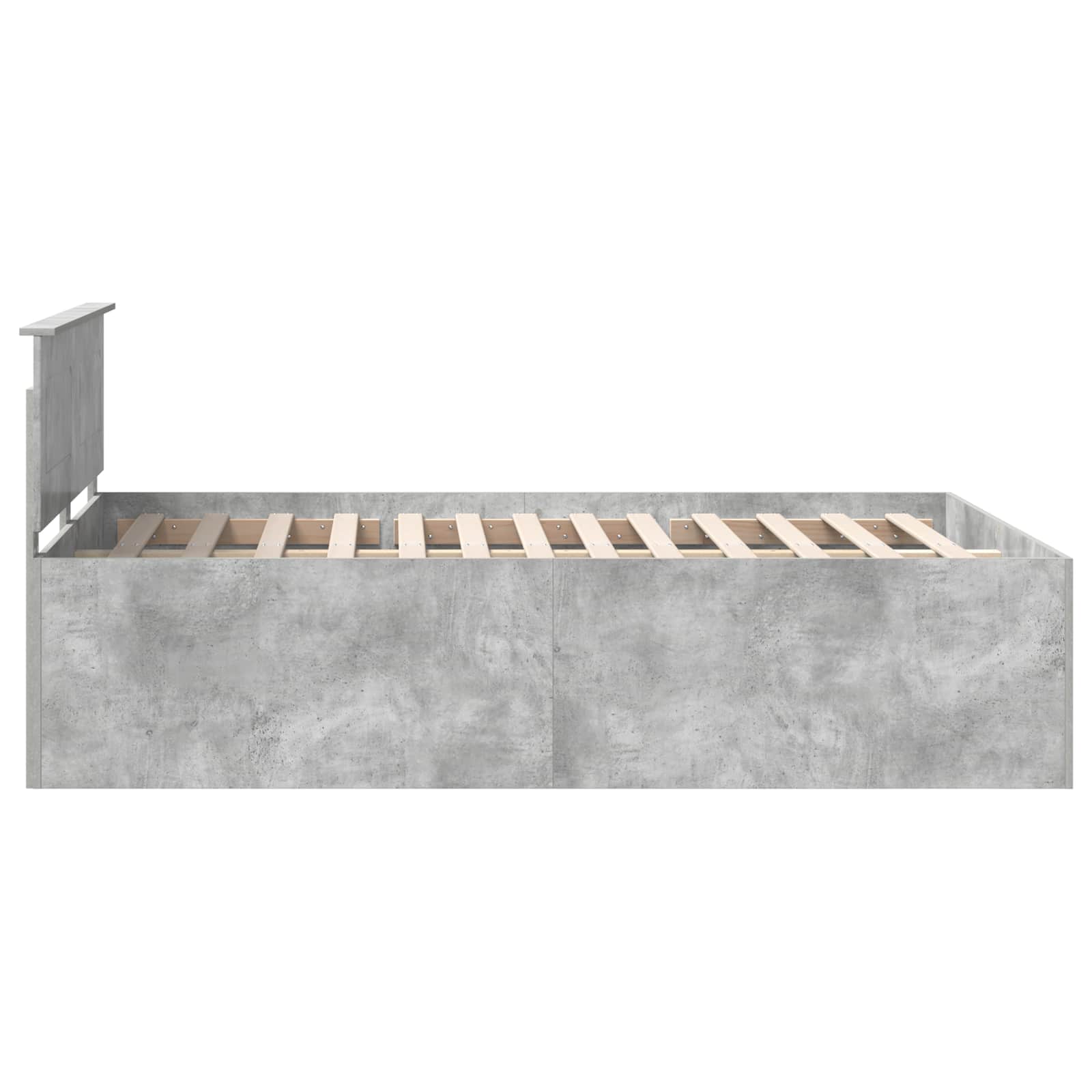 Bedframe met hoofdeinde Beton Grijs 150 x 200 cm Bewerkt hout