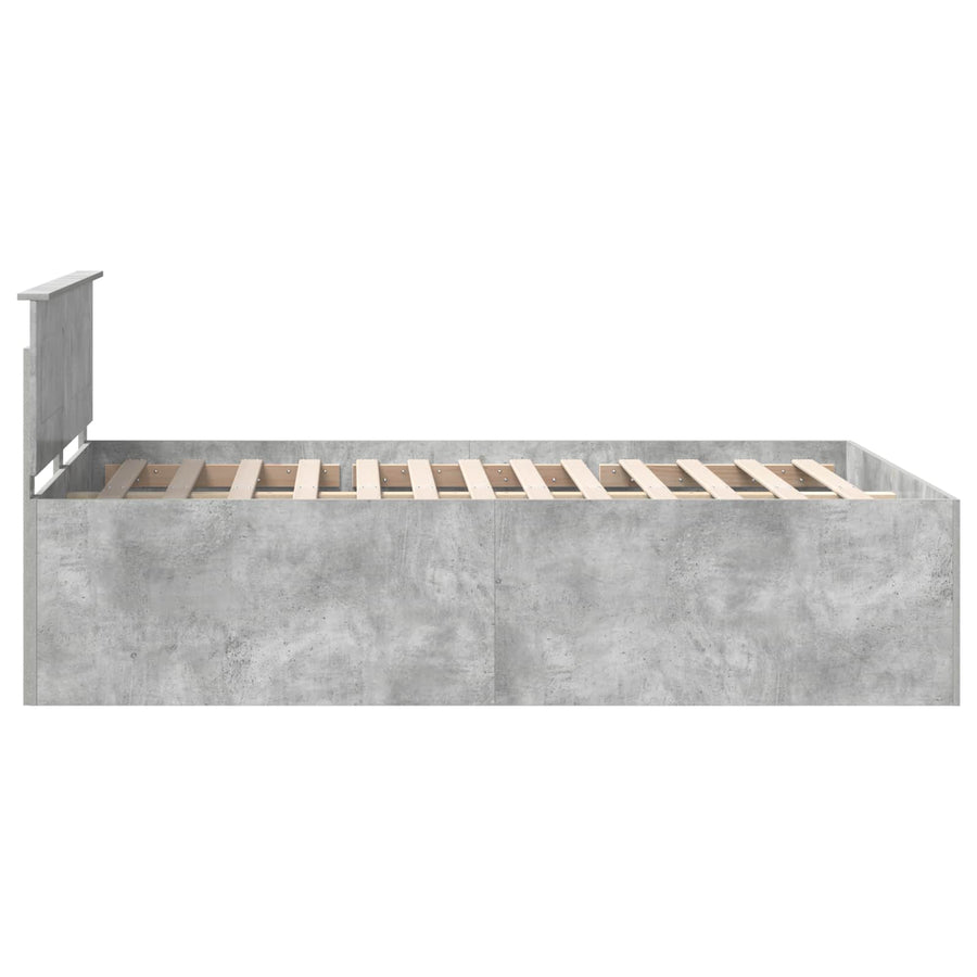 Bedframe met hoofdeinde Beton Grijs 150 x 200 cm Bewerkt hout