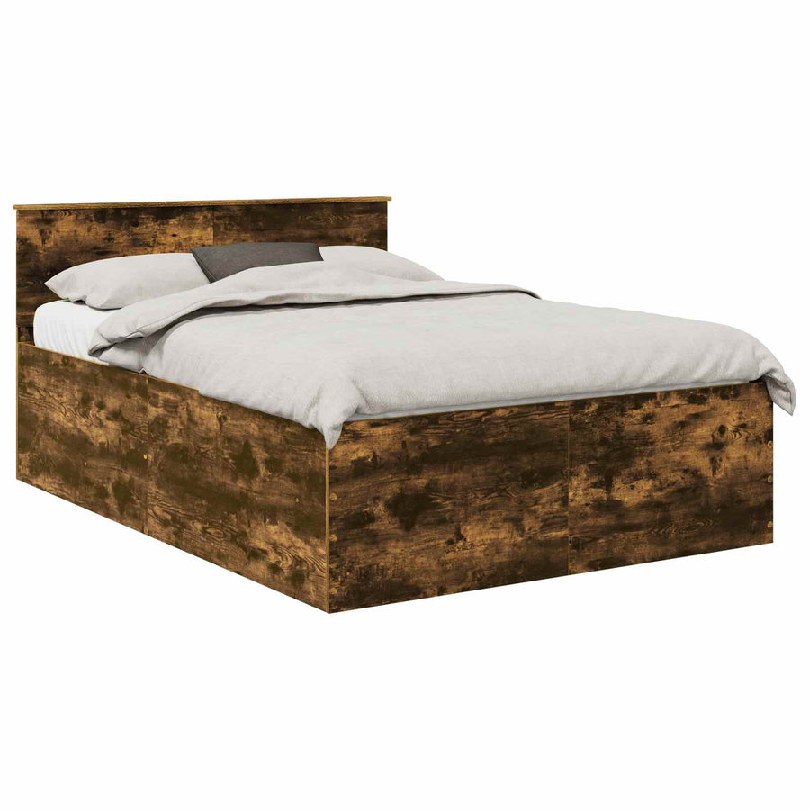 Bedframe met hoofdeinde Gerookt eiken 150 x 200 cm Bewerkt hout