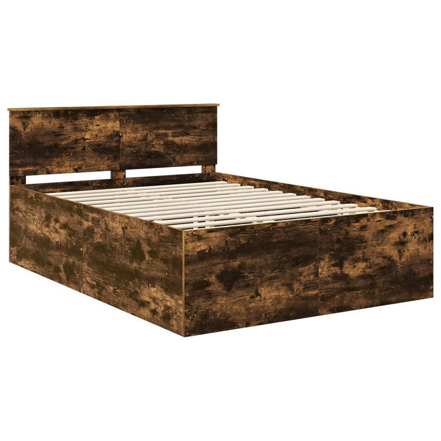 Bedframe met hoofdeinde Gerookt eiken 150 x 200 cm Bewerkt hout