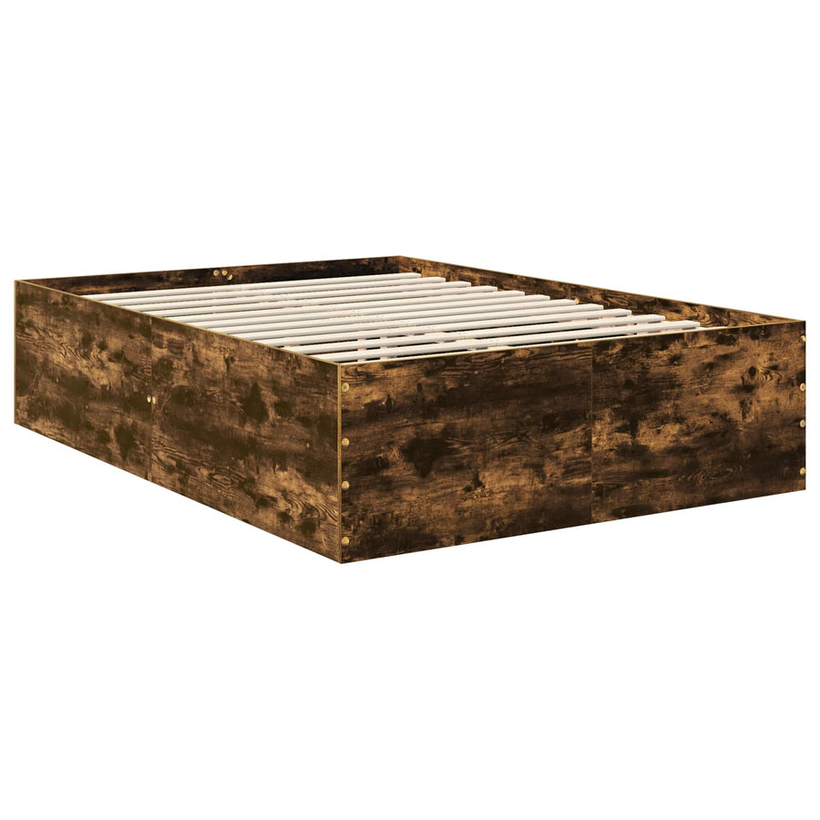 Bedframe met hoofdeinde Gerookt eiken 150 x 200 cm Bewerkt hout
