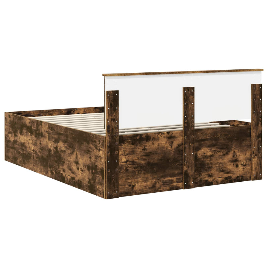 Bedframe met hoofdeinde Gerookt eiken 150 x 200 cm Bewerkt hout
