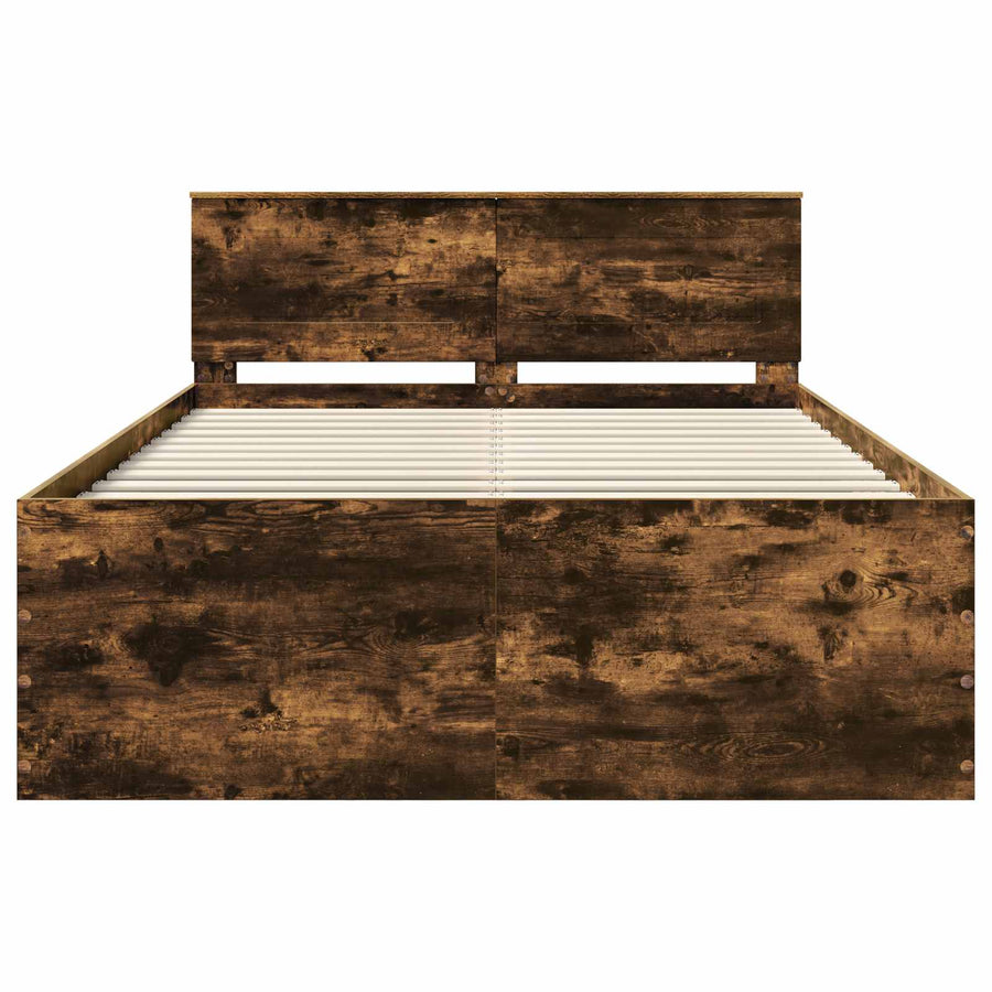 Bedframe met hoofdeinde Gerookt eiken 150 x 200 cm Bewerkt hout