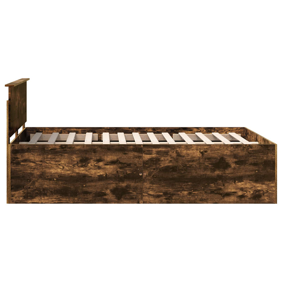 Bedframe met hoofdeinde Gerookt eiken 150 x 200 cm Bewerkt hout