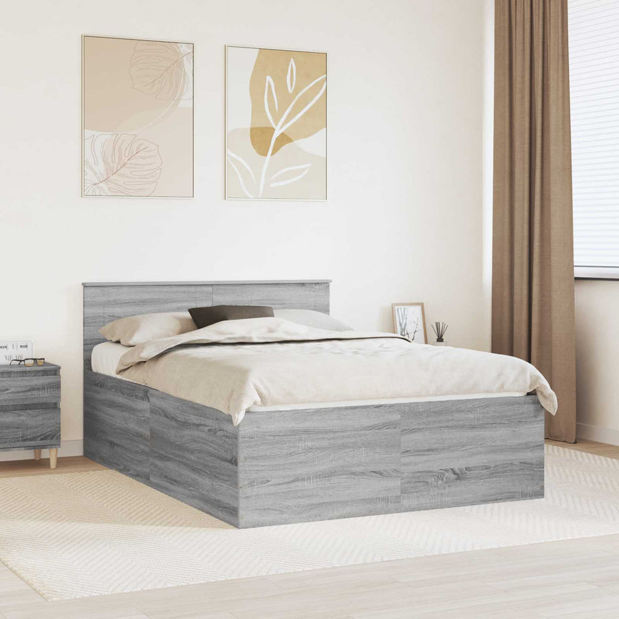 Bedframe met hoofdeinde Grijs Sonoma 150 x 200 cm Bewerkt hout