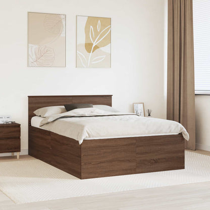 Bedframe met hoofdeinde Bruin Eiken 150 x 200 cm Bewerkt hout