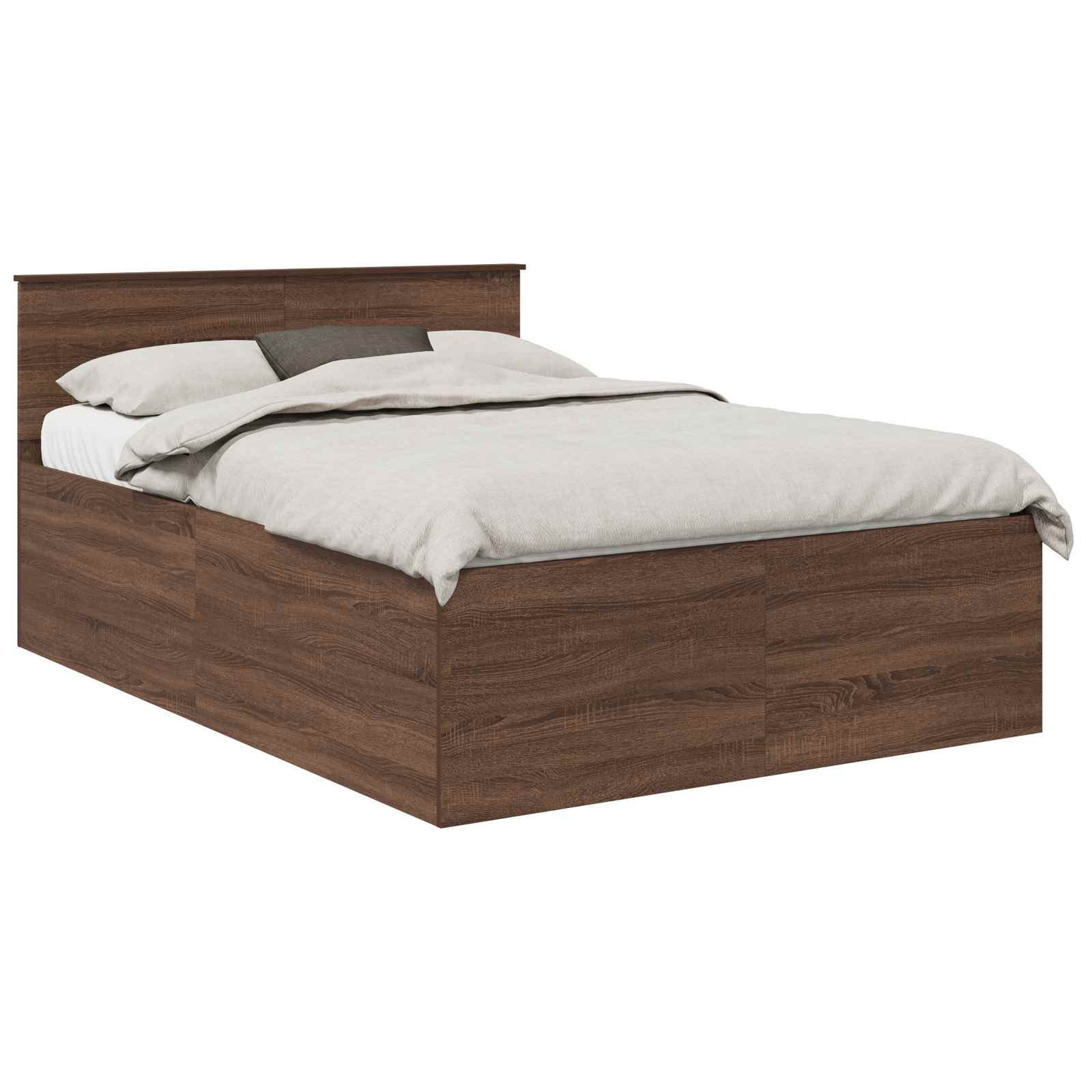 Bedframe met hoofdeinde Bruin Eiken 150 x 200 cm Bewerkt hout