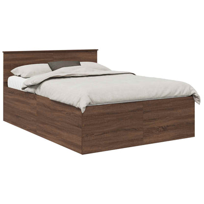 Bedframe met hoofdeinde Bruin Eiken 150 x 200 cm Bewerkt hout