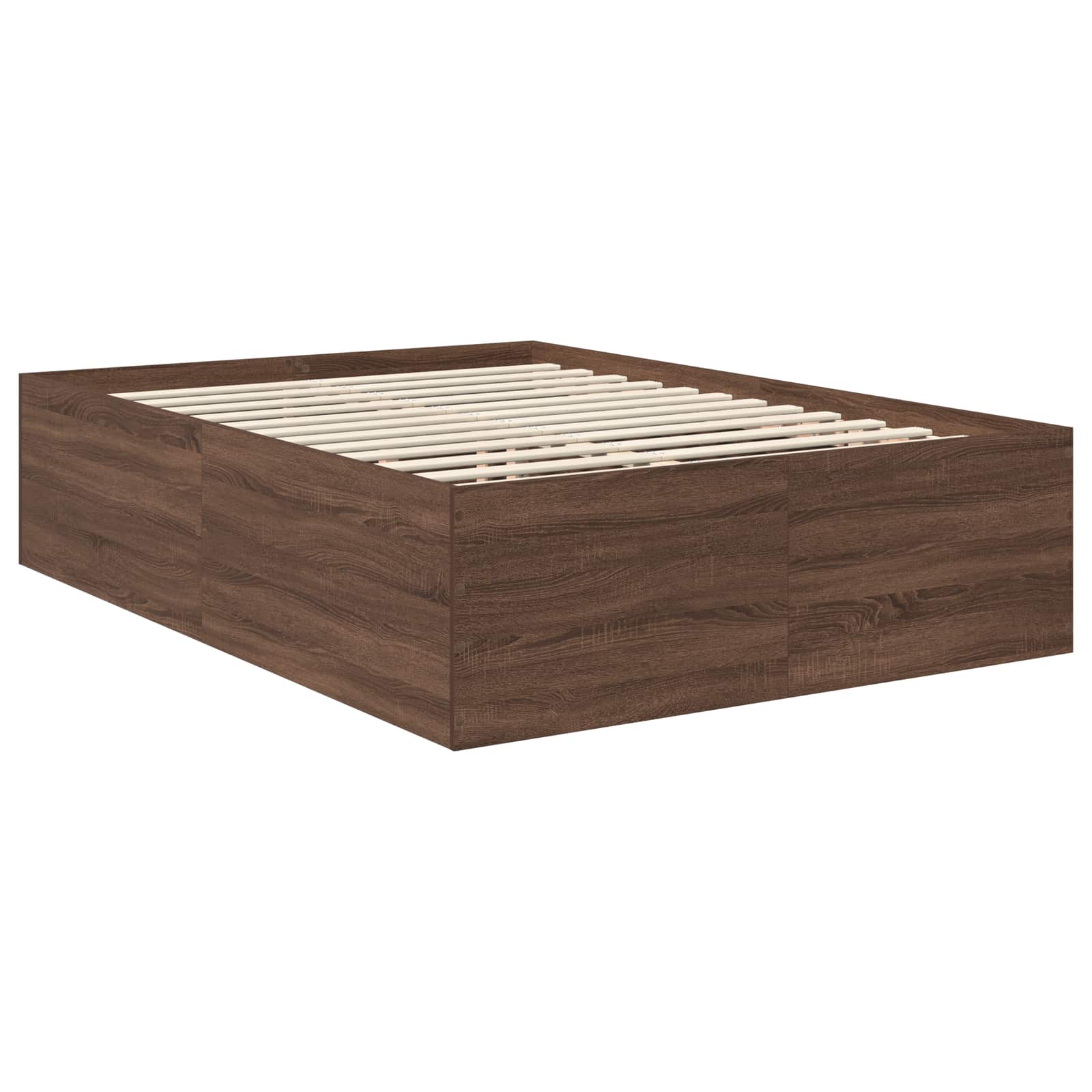 Bedframe met hoofdeinde Bruin Eiken 150 x 200 cm Bewerkt hout