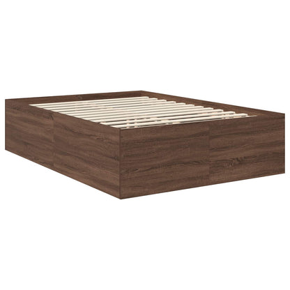 Bedframe met hoofdeinde Bruin Eiken 150 x 200 cm Bewerkt hout