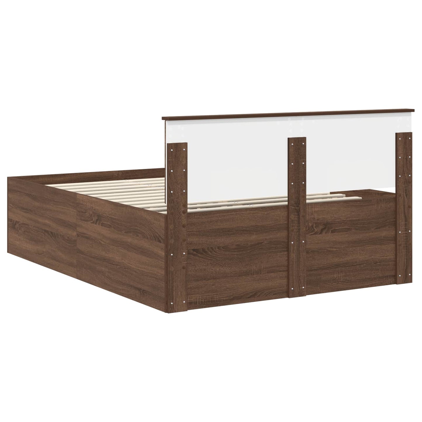 Bedframe met hoofdeinde Bruin Eiken 150 x 200 cm Bewerkt hout