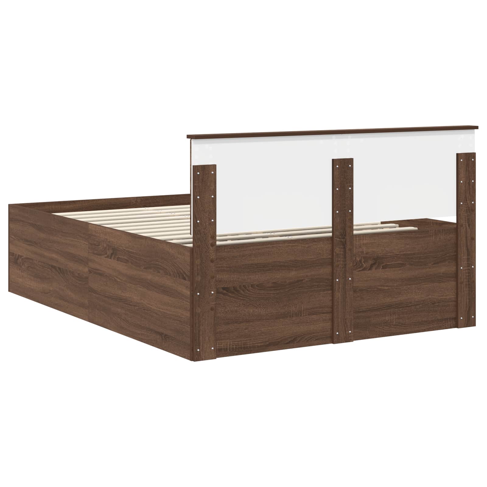 Bedframe met hoofdeinde Bruin Eiken 150 x 200 cm Bewerkt hout