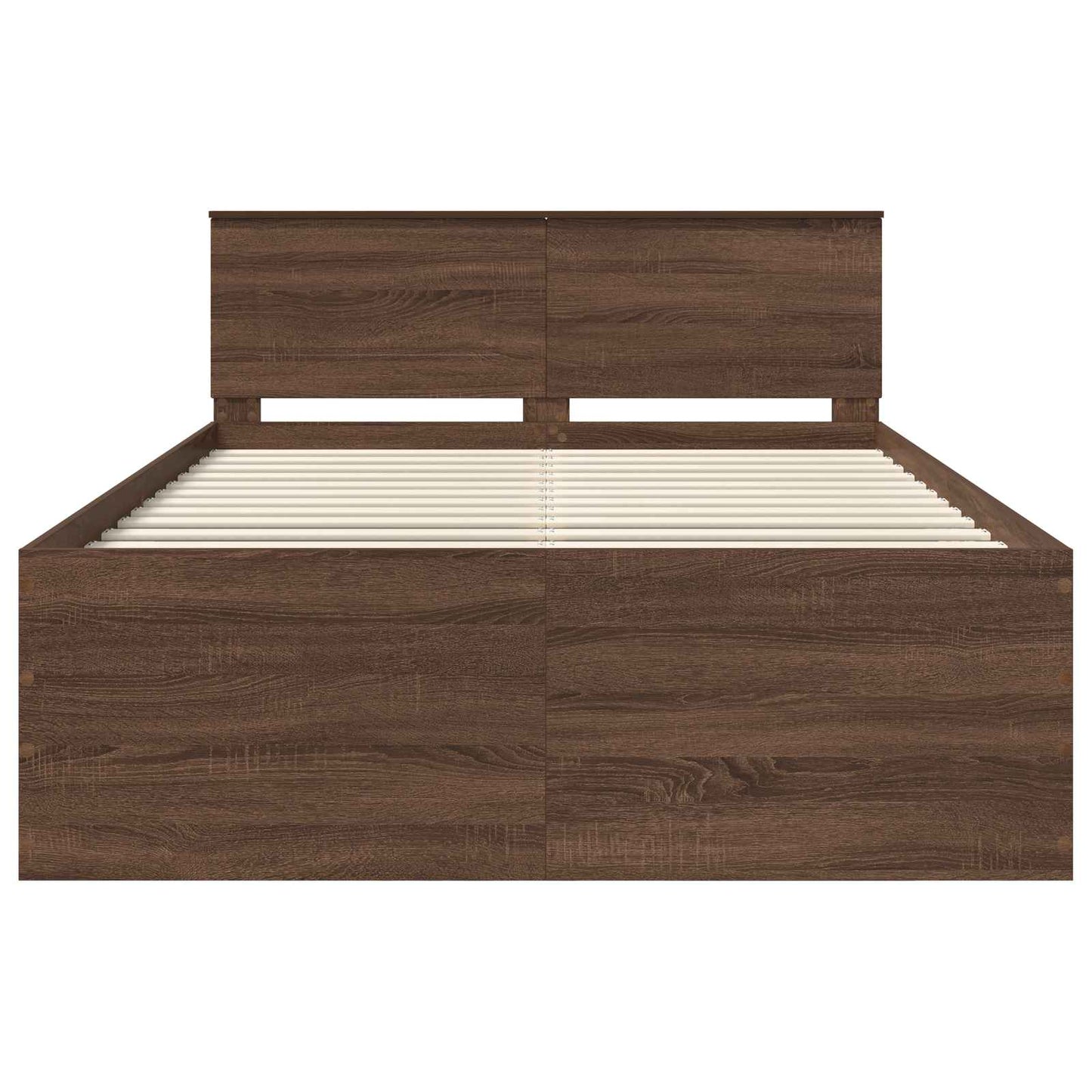 Bedframe met hoofdeinde Bruin Eiken 150 x 200 cm Bewerkt hout