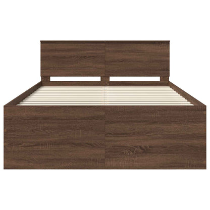 Bedframe met hoofdeinde Bruin Eiken 150 x 200 cm Bewerkt hout