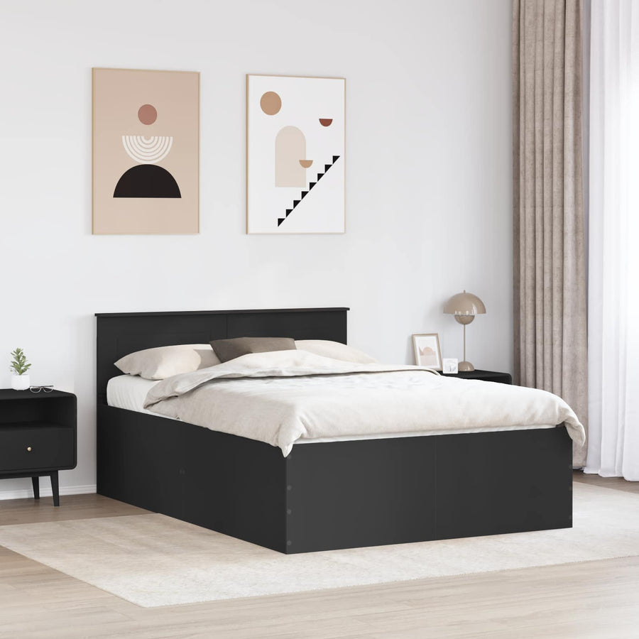 Bedframe met hoofdeinde Zwart 140 x 190 cm Bewerkt hout