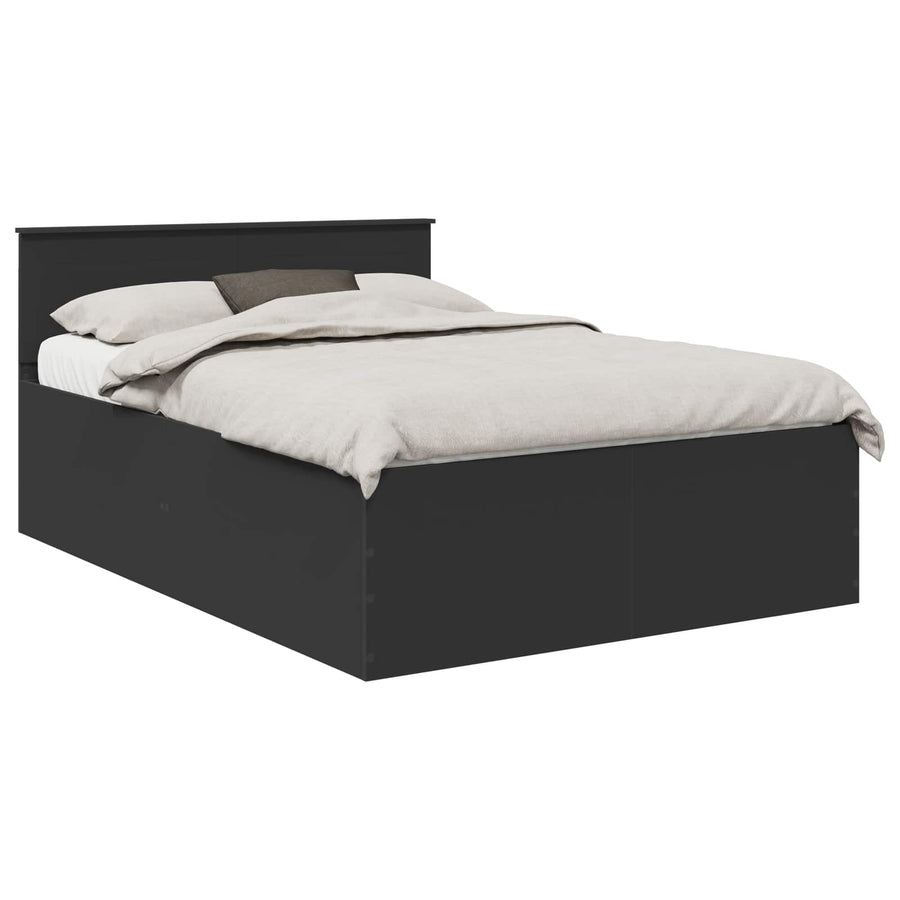 Bedframe met hoofdeinde Zwart 140 x 190 cm Bewerkt hout