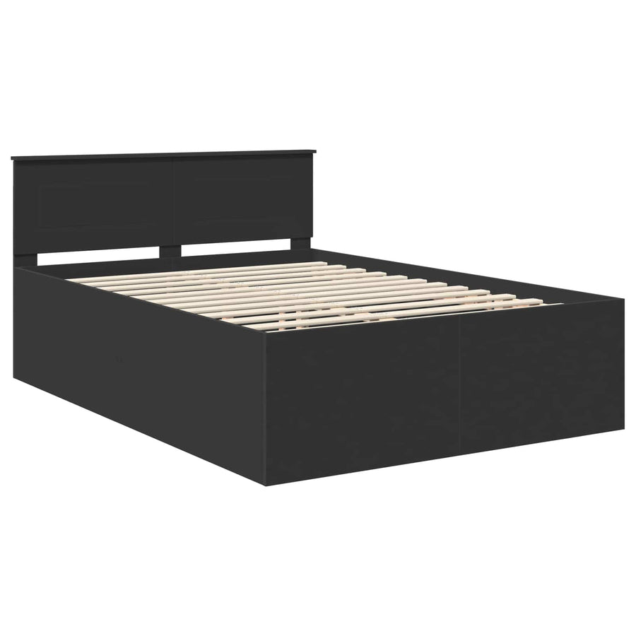 Bedframe met hoofdeinde Zwart 140 x 190 cm Bewerkt hout