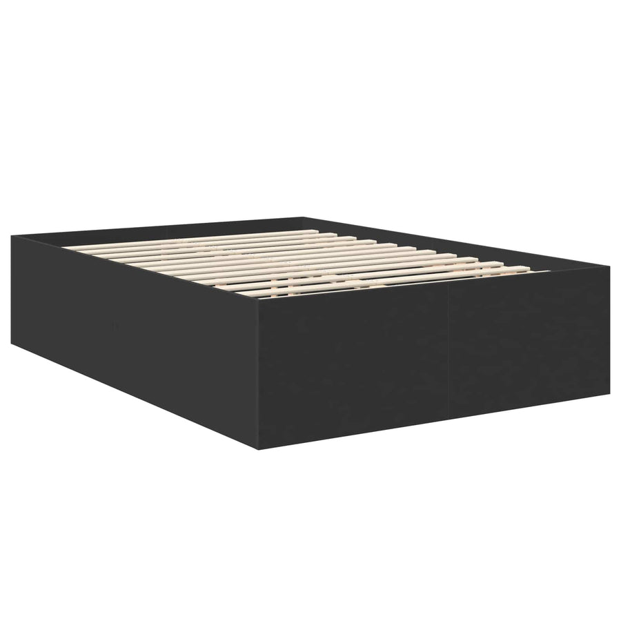 Bedframe met hoofdeinde Zwart 140 x 190 cm Bewerkt hout