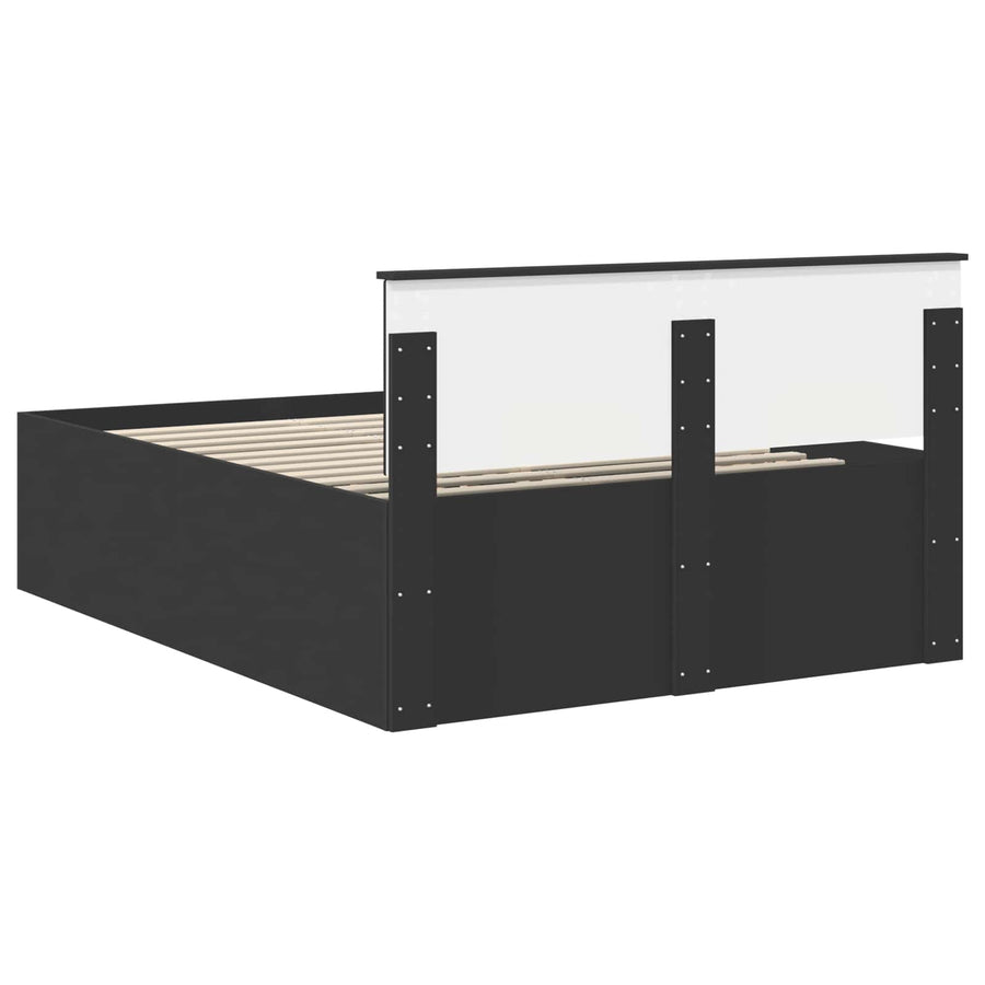 Bedframe met hoofdeinde Zwart 140 x 190 cm Bewerkt hout