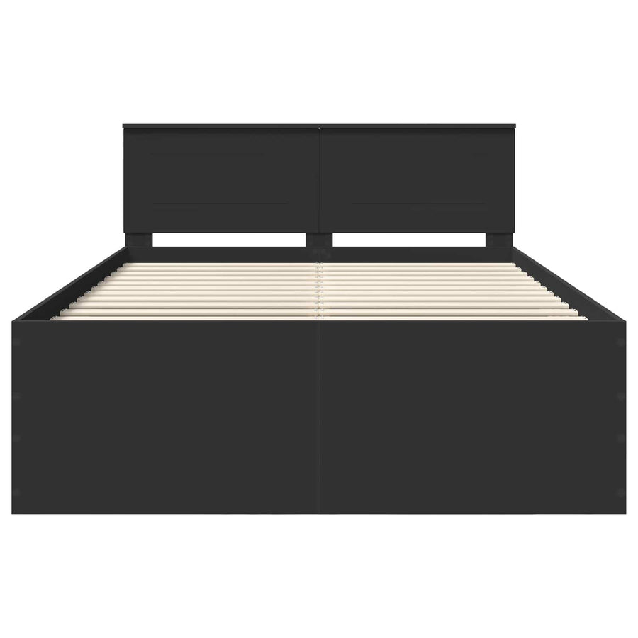 Bedframe met hoofdeinde Zwart 140 x 190 cm Bewerkt hout