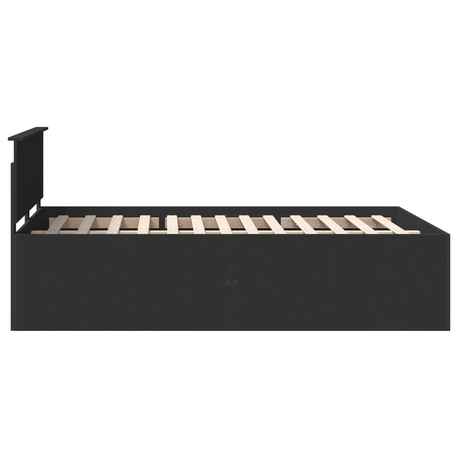 Bedframe met hoofdeinde Zwart 140 x 190 cm Bewerkt hout