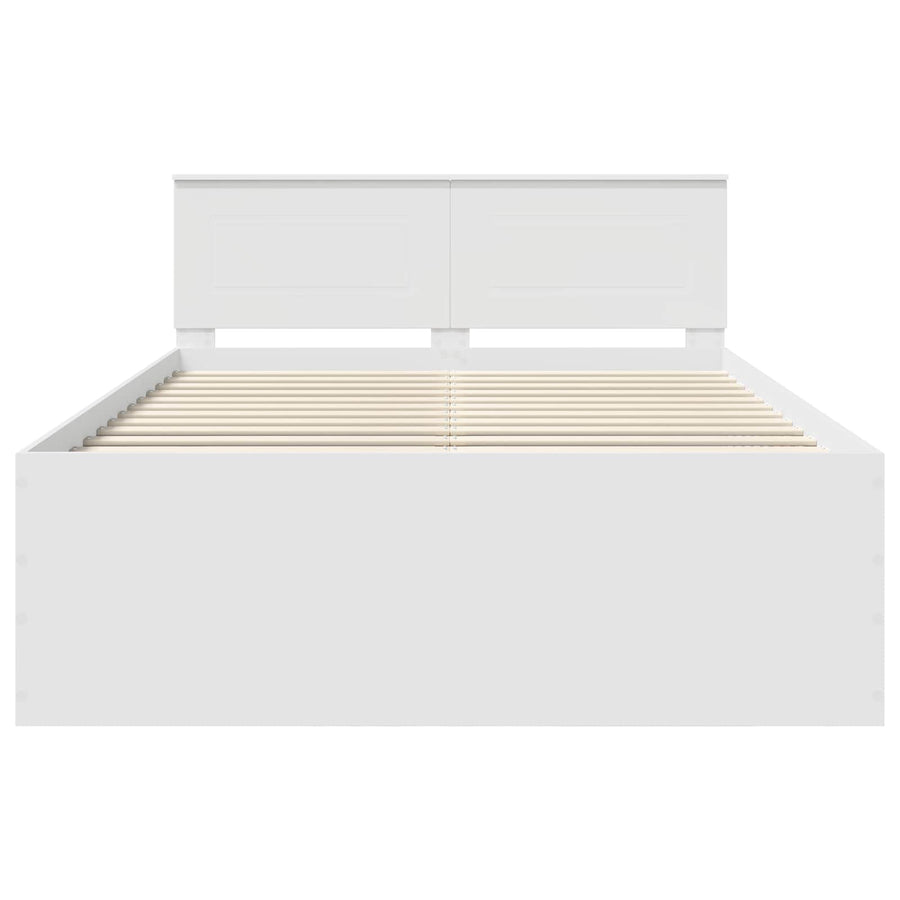 Bedframe met hoofdeinde Wit 140 x 200 cm Bewerkt hout